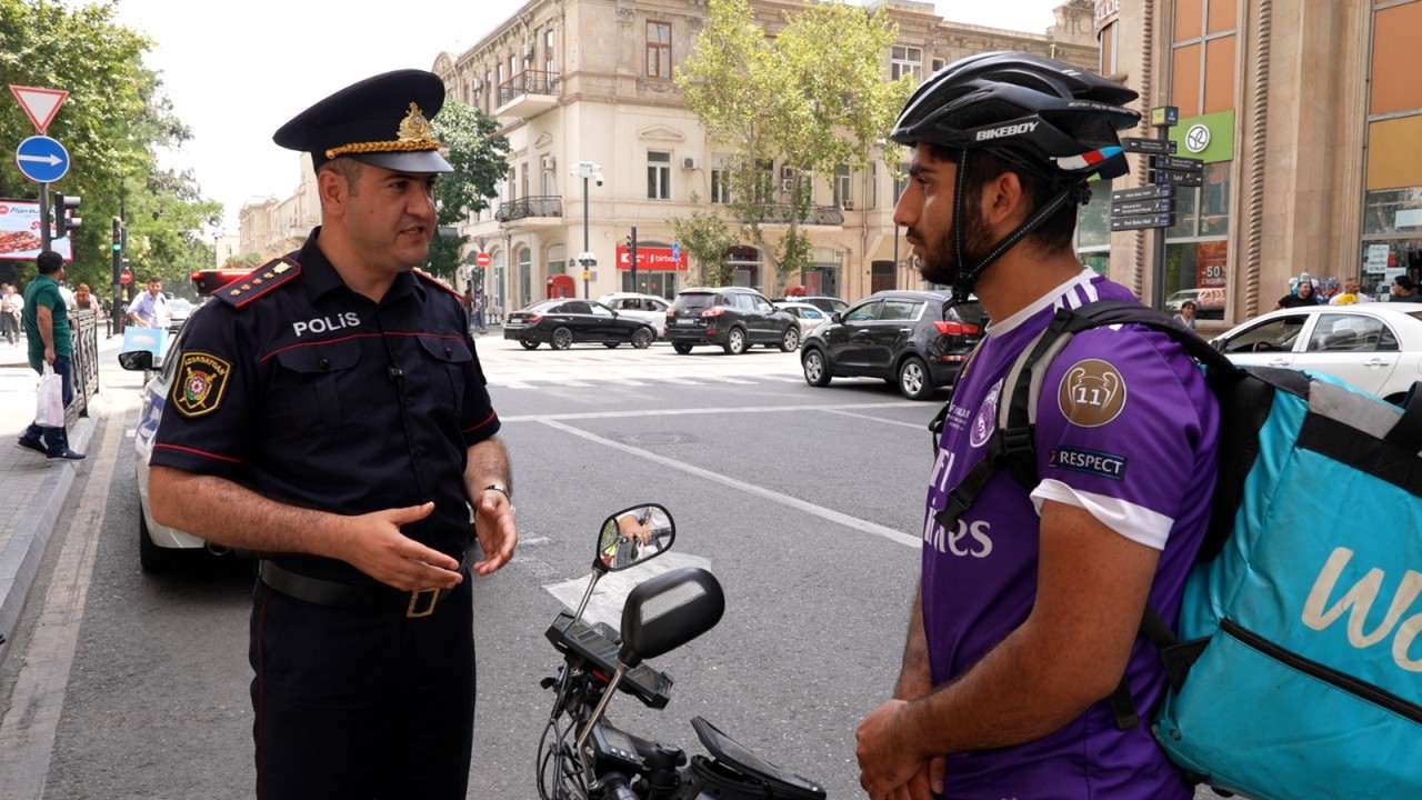 İkitəkərli nəqliyyat sürücülərinə izah və xəbərdarlıq edildi - FOTOLAR (VİDEO)